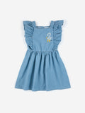 BOBO CHOSES PELICAN DENIM RUFFLE DRESS