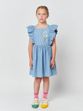 BOBO CHOSES PELICAN DENIM RUFFLE DRESS