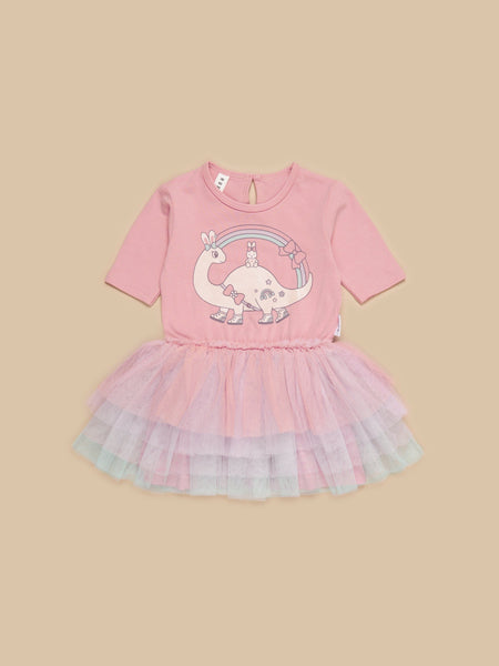 HUX DINO RAINBOW LAYERED BALLET DRESS