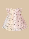 HUXBABY ANGEL BEAR FLUTTER SLEEVE DRESS