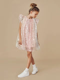 HUXBABY ANGEL BEAR FLUTTER SLEEVE DRESS