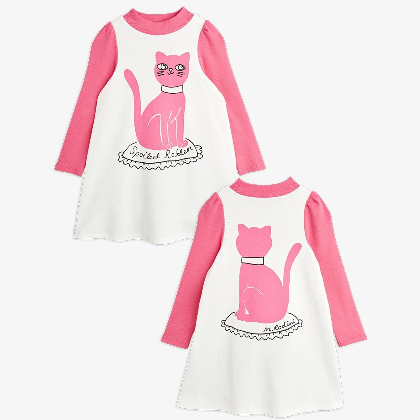 ★Mini Rodini★コットンCat & Books ドレス（9M-11Y） Mini Rodini Cats | Cat print on kids & baby clothes