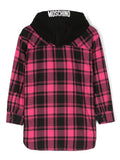 GIRL HOODED BUTTON UP CHECK DRESS