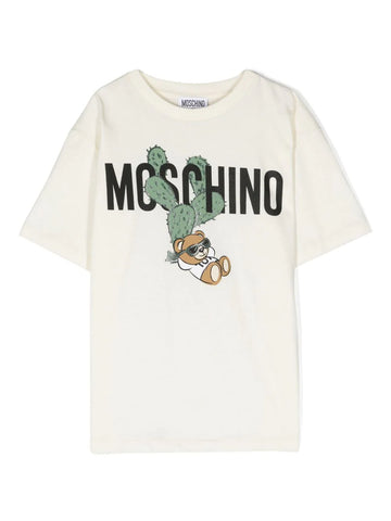 MOSCHINO TEE WITH BEAR RESTING UNDER CACTUS
