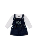 MOSCHINOBABY GIRL TEE WITH DENIM DRESS