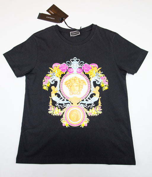 YOUNG VERSACE T-SHIRT WITH MUTICOLOR MEDUSA