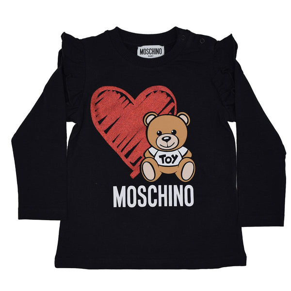 MOSCHINO BABY GIRLS T-SHIRT WITH HEART TOY BEAR